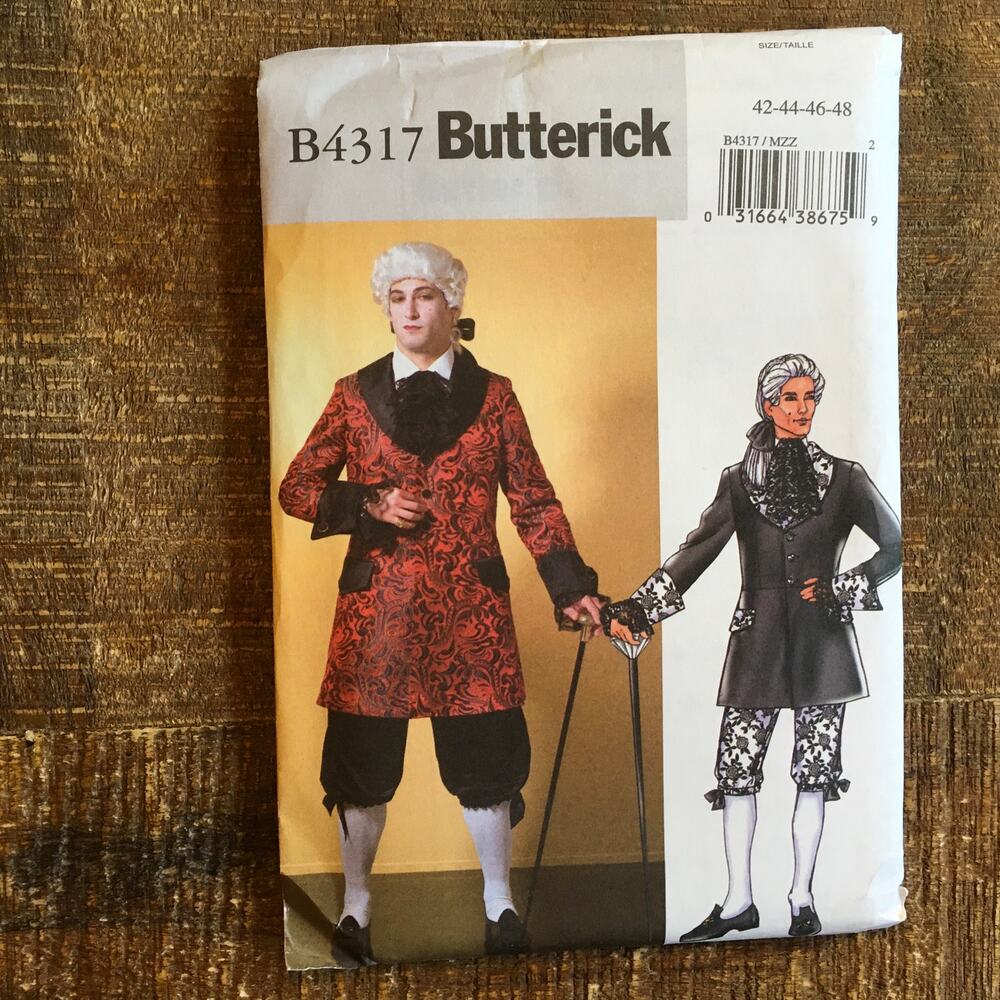 Butterick Sewing Pattern B4317 Mens Costume Baroque Historical Goth 42-48 UNCUT